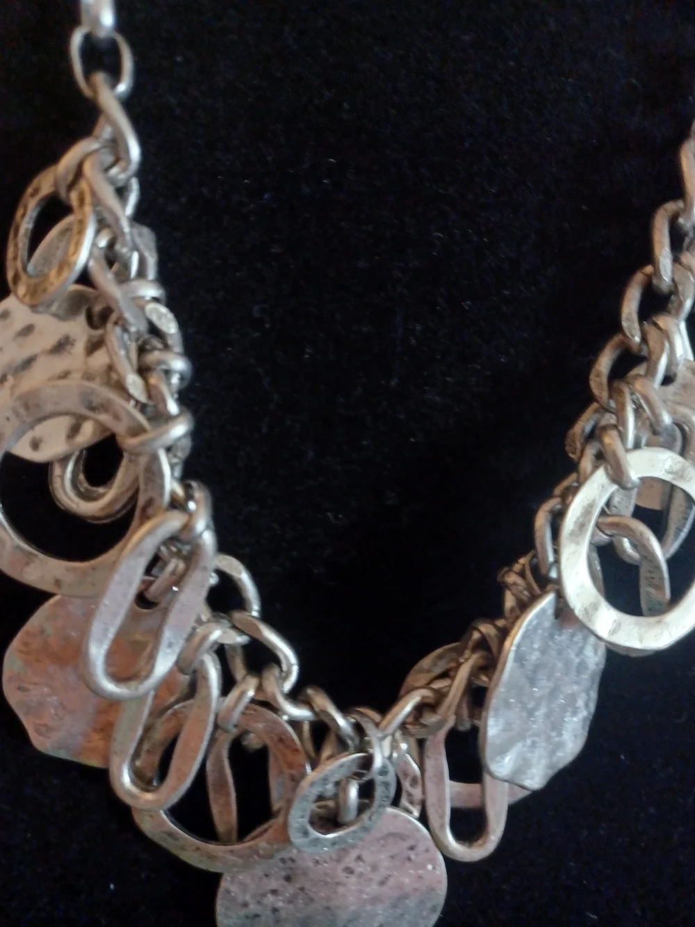 Ruby Rd. Silver-Tone Hammered Disc Charm Necklace - Women Jewelry